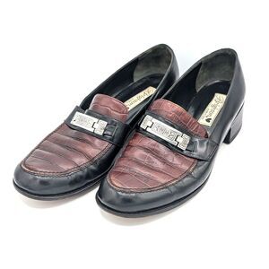 Vintage Brighton Diane Loafers Genuine Leather Croc Embossed Italy Women  Size 9